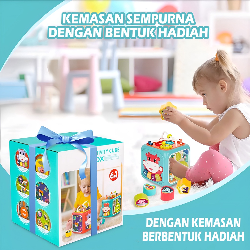 Mainan Montessori Anak 1-2-3 Tahun | Cube Box Mainan Anak Perempuan Kado Ulang Tahun Anak Laki Laki