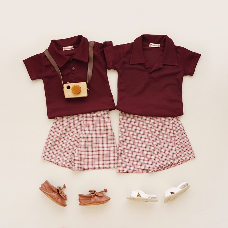 RACHIDKIDS / SETELAN COUPLE ANAK / TARTAN SKORT SET