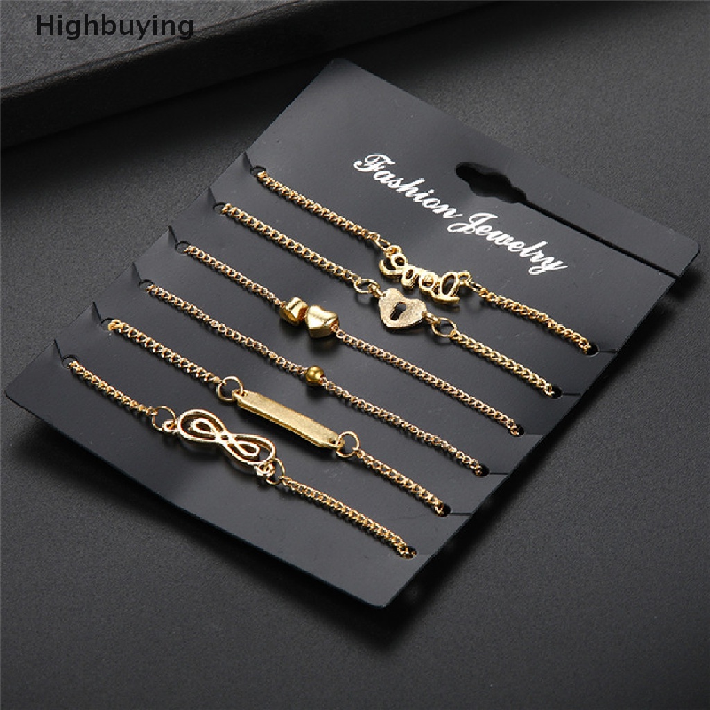 Hbid 6PCS Boho Multilayer Hati Infinity Gelang Kaki Rantai Kaki Ankle Bracelet Perhiasan Glory