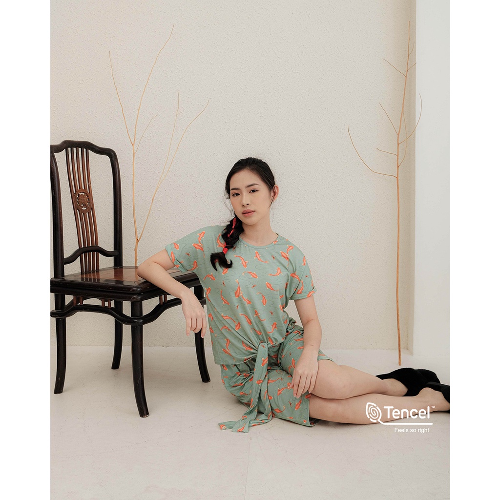 Cielyn - Noi O-Neck Tencel Piyama Wanita Dewasa Set