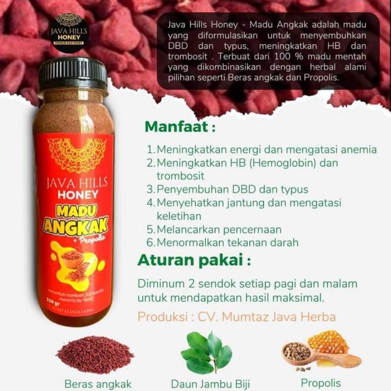 

MADU ANGKAK HERBAL ASLI PREMIUM JAVA HILLS HONEY 330GR