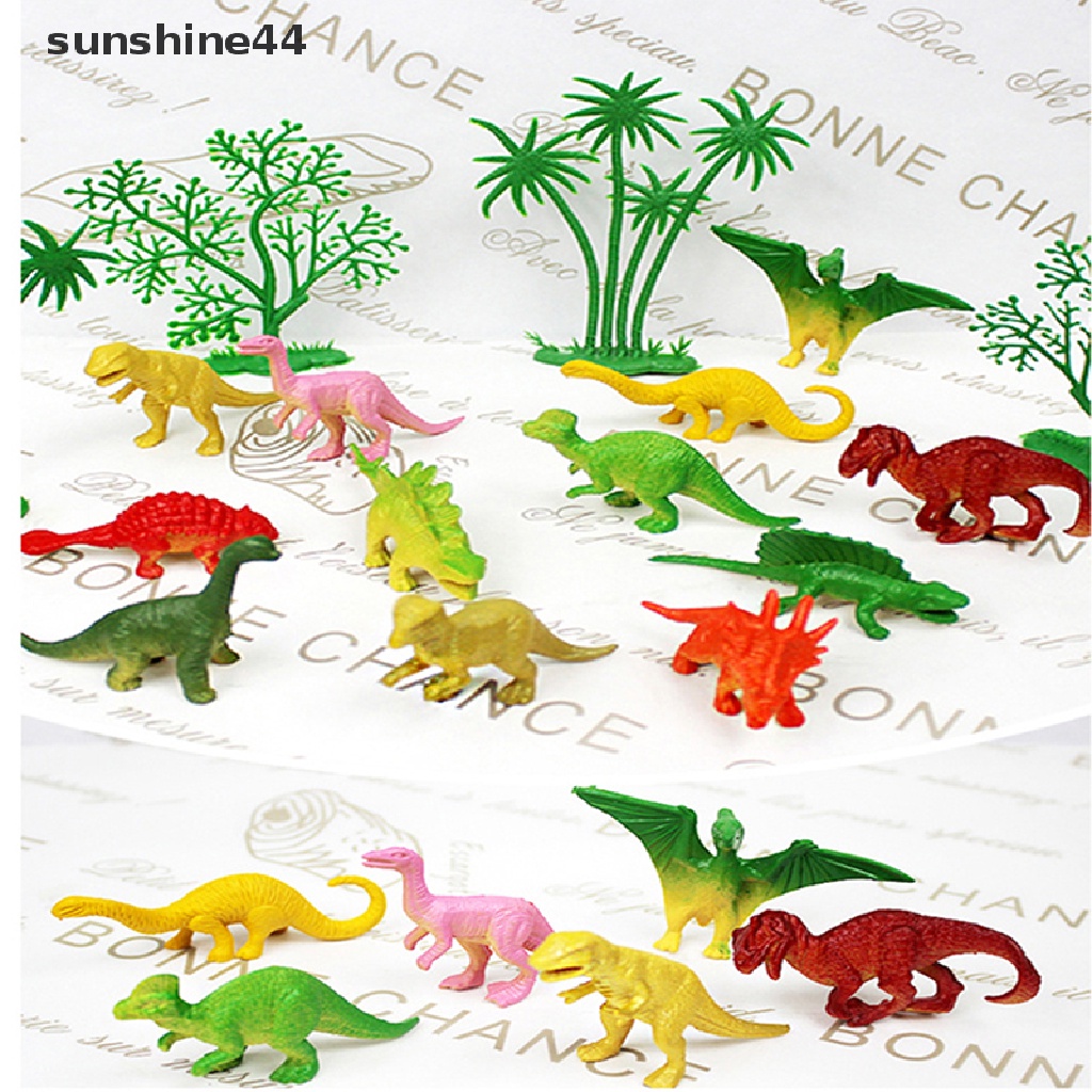 Sunshine 16Pcs/Set Topper Kue Dinosaurus Happy Birthday Jungle Safari Party Dekorasi Kue.