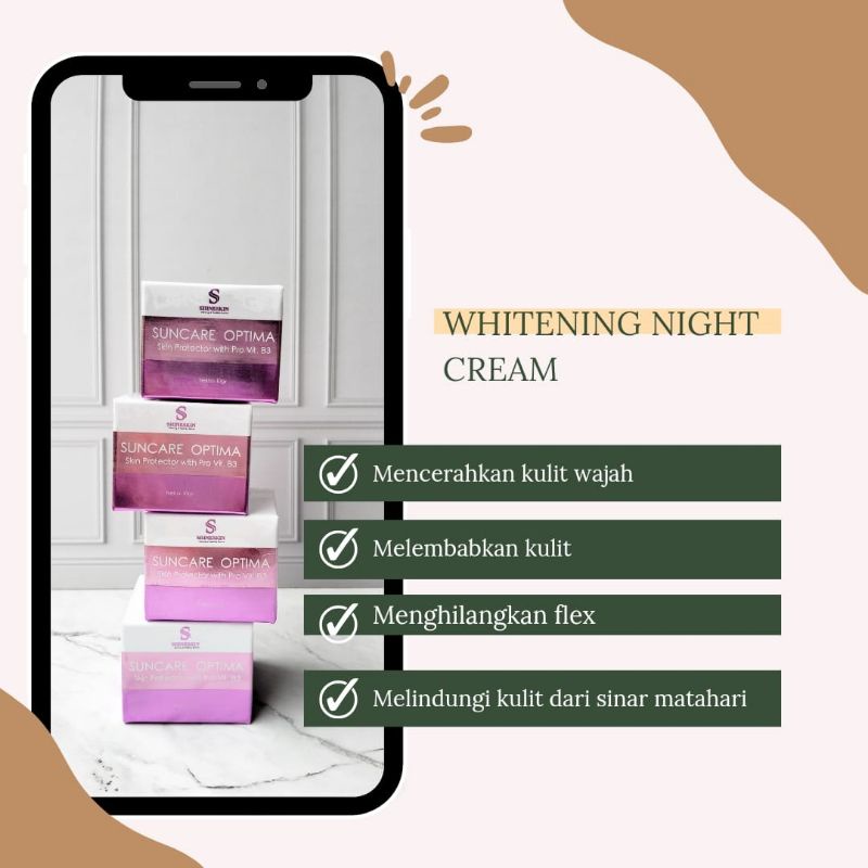 Suncare Original pink spf50 ,optima shineskin spf50/cream siang