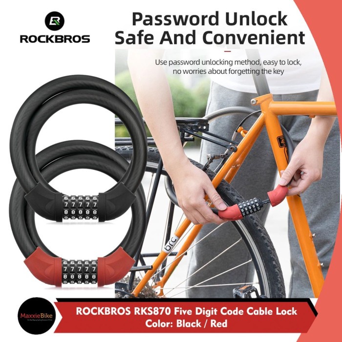 Rockbros Rks870 Kunci Gembok Sepeda Bike 87Cm Bicycle Bike Lock Steel