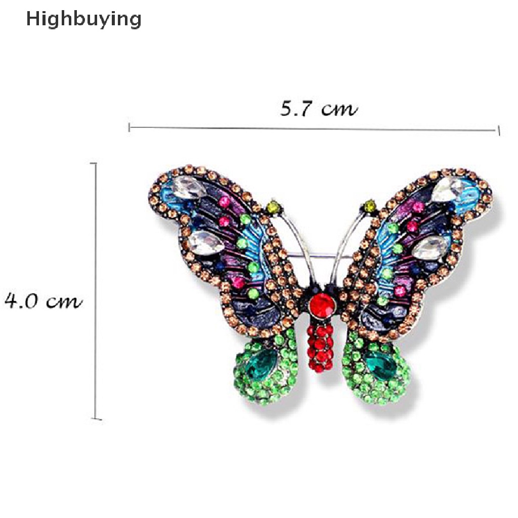 Hbid 1PC Elegan Pesona Kupu-Kupu Bros Wanita Berlian Imitasi Besar Butterfly Pins Glory