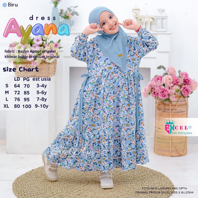 AYANA DRESS #1-3 free jilbab ORI EXCEL | Dress+jilbab/khimar Anak