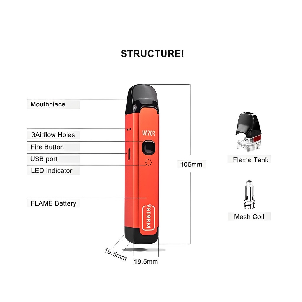 Terbaru COD ORIGINAL FLAME  20W HYBRID  1100MAH(built in) BONUS 60ML
