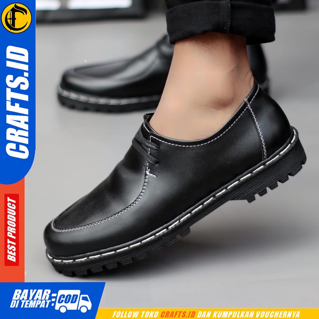 CRAFTS steve - Sepatu Pantofel Formal Docmart Loafers Kerja Pria Hitam