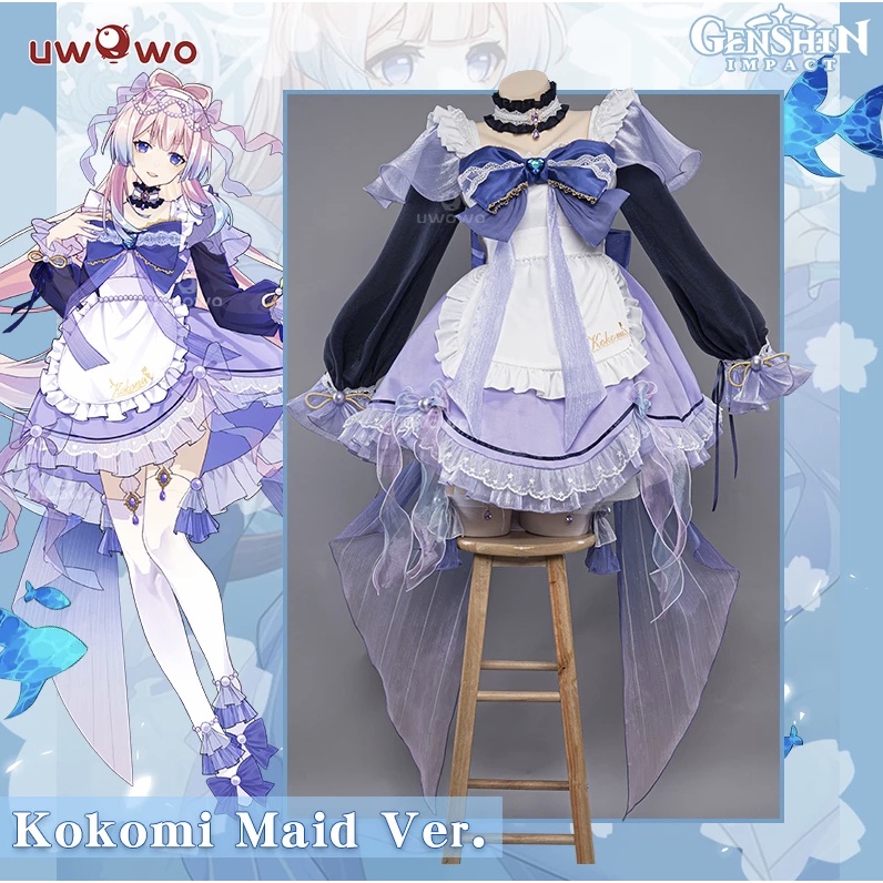 In Stock UWOWO Game Genshin Impact Kokomi Cosplay Maid Costume For Halloween Christmas Artist's Authorization Cute Dress Girl