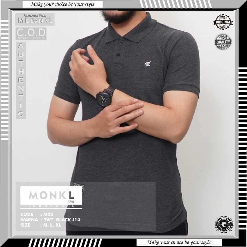 BAJU KAOS MONKL 100% ORIGINAL TSHIRT POLO KERAH GERIMIS SANGHAI WANGKI PAKAIAN OUTFIT DISTRO PRIA CO