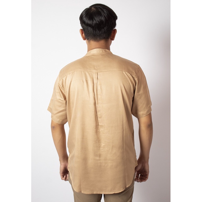 HIPNOP Kanva Khaki Kemeja Polos Pria Lengan Pendek