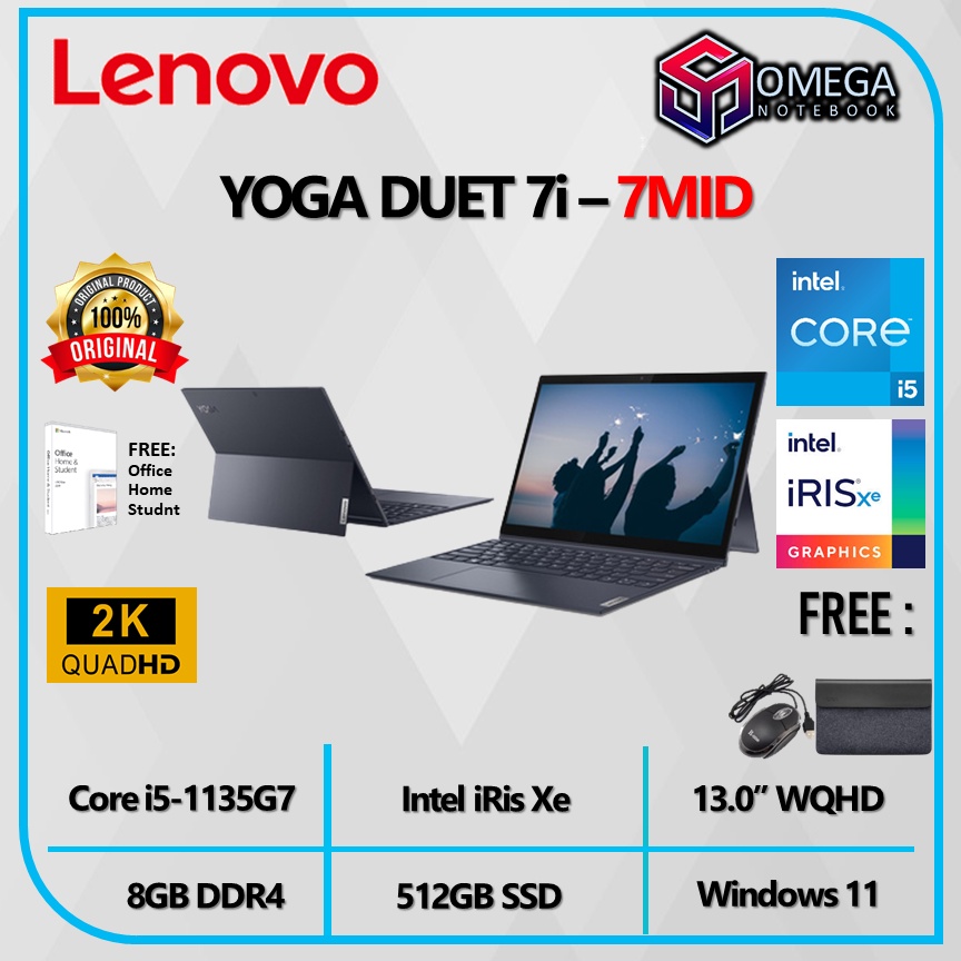 Lenovo Yoga Duet 7i 13 i5 1135G7 8GB 512GB iRis Xe 13,0 WQHD Windows 11 + OHS