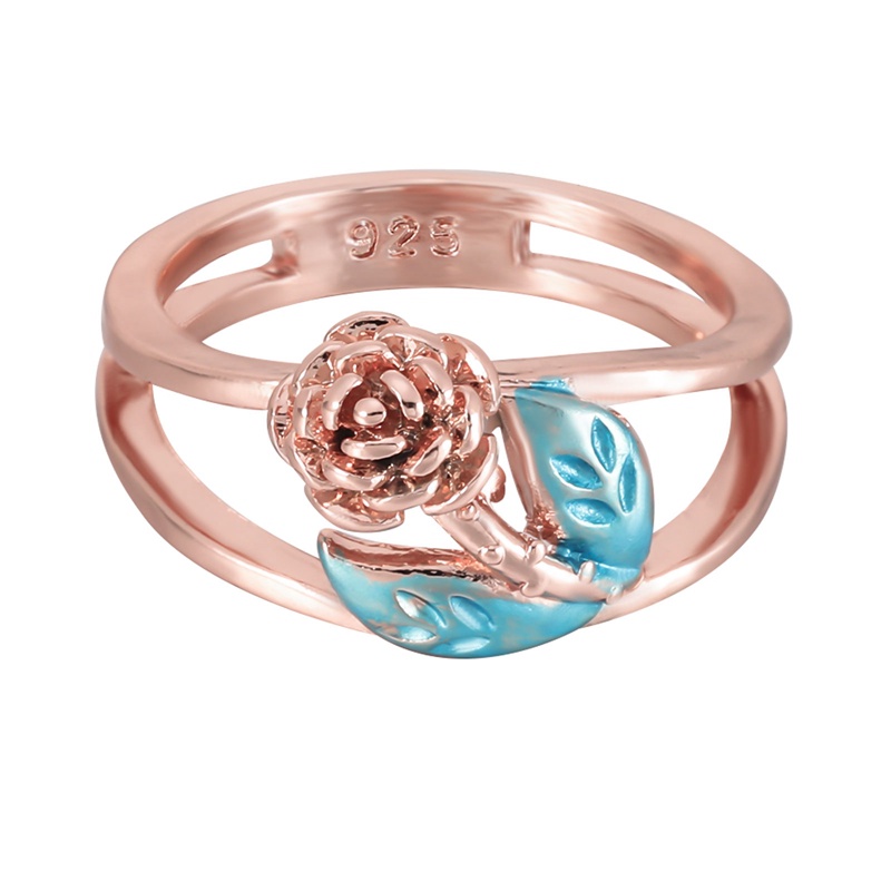 Cincin Kawin Jari Bunga Kristal Baru Untuk Wanita Rose Gold Zircon Open Ring