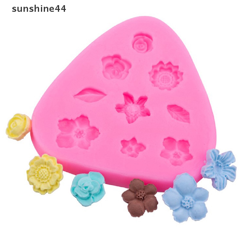 Sunshine Cetakan Silikon Bunga Mawar Mini Fondant Kue Decorag Tools Baking Tools.