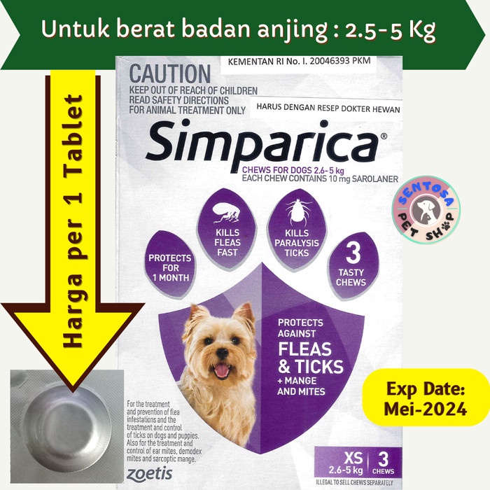 Simparica Obat Kutu Anjing 10 mg