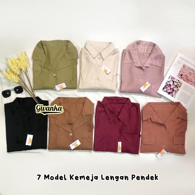 KEMEJA WANITA LENGAN PENDEK 7MODEL//KEMEJA POLOS WANITA BASIC & OVERSIZED// KEMEJA POLOS LENGAN PEND