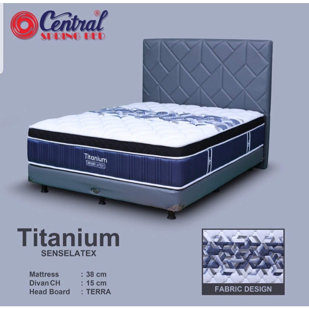 KASUR MATTRAS / FULLSET SPRINGBED CENTRAL GOLD TITANIUM PLUSH TOP WITH SENSELATEX