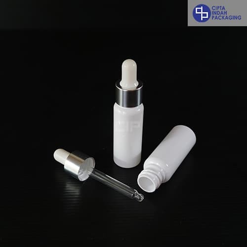 Botol Plastik Pipet 30 ml Putih - Ring Silver Karet Putih