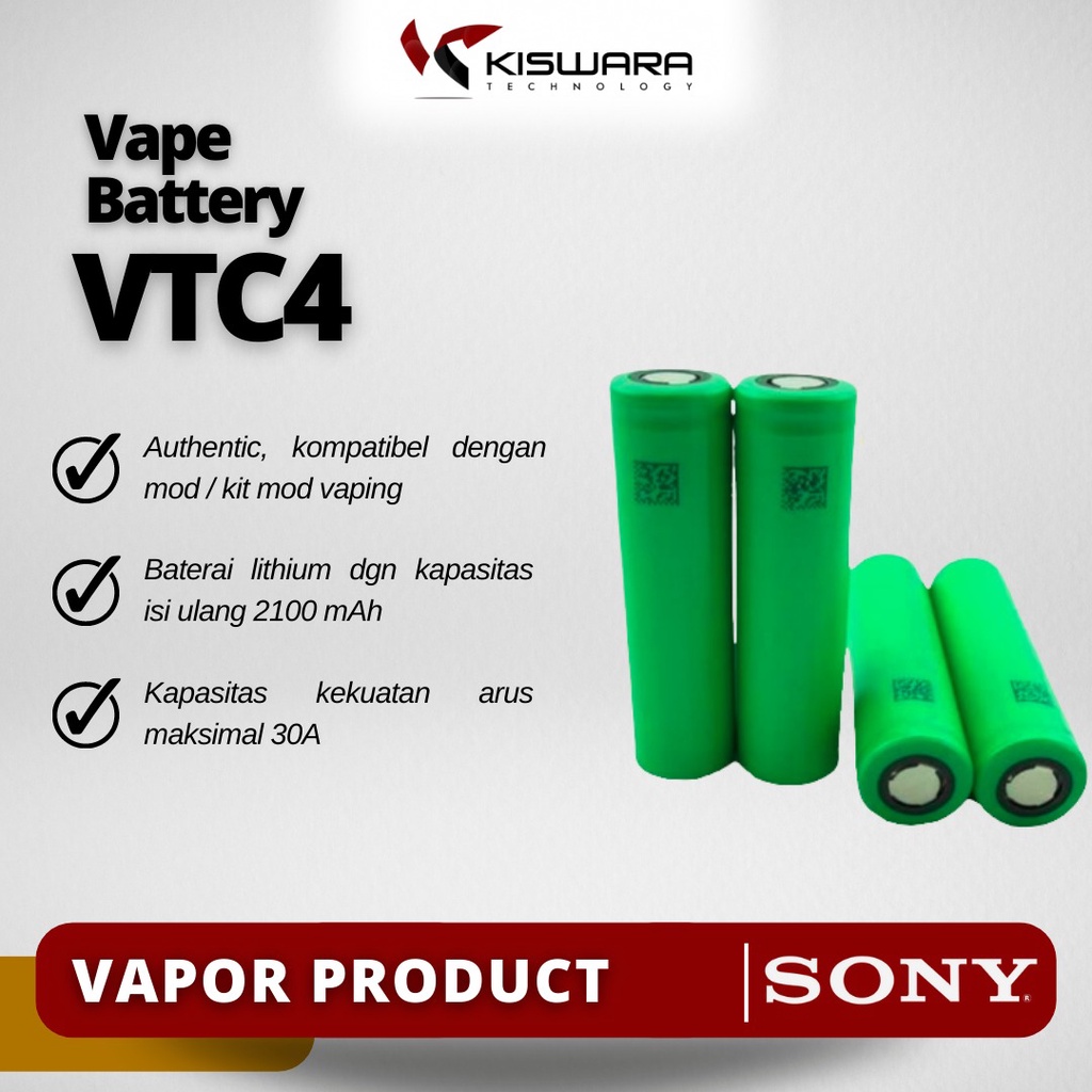 Battery SONY VTC4 18650 30A 2100mAh [Authentic] KiswaraBandung