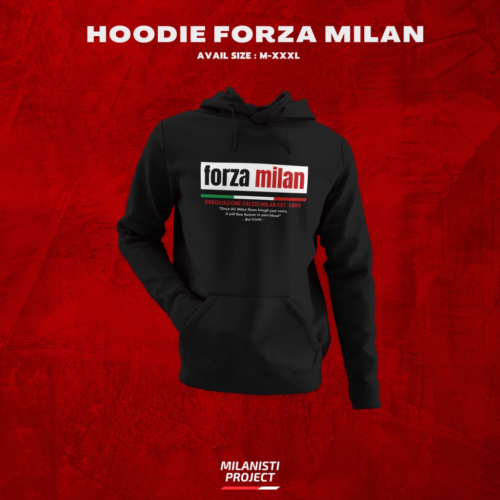 HOODIE JUMPER FORZA AC MILAN | BAJU DISTRO BOLA MILANISTI