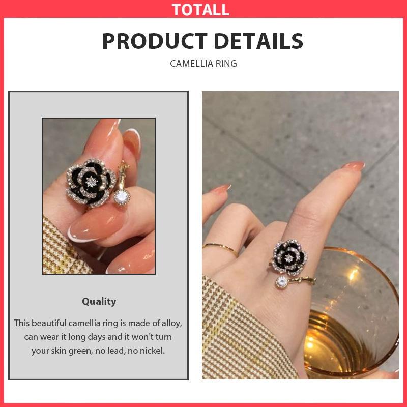 COD Cincin Camellia Berlian Aksesori Cincin Mewah Wanita-Totall