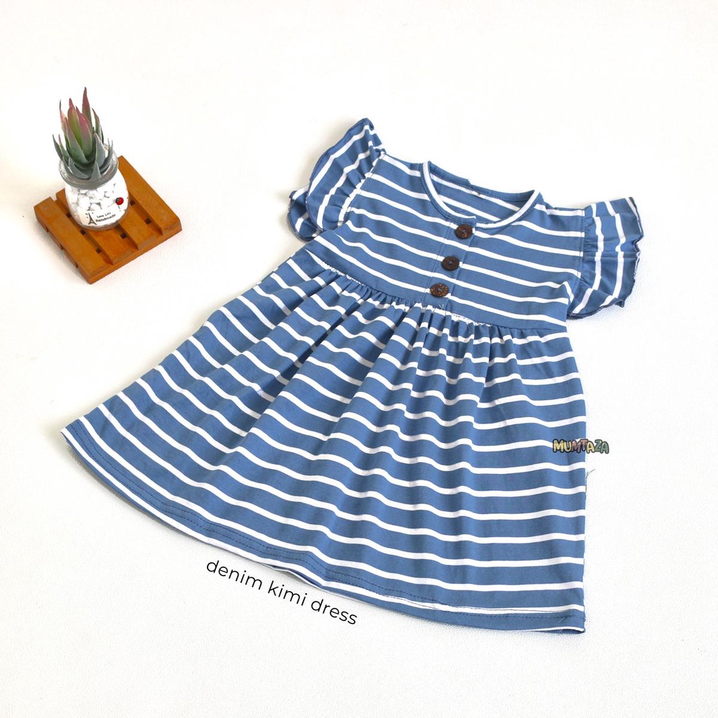 Baju Anak Perempuan Stripe Series Dress - Kaos Ruffle - Kaos Lengan Panjang