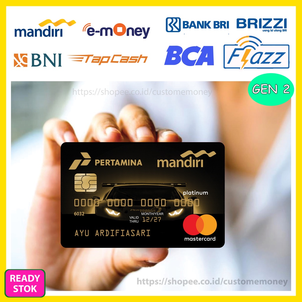 KARTU EMONEY DESIGN PERTAMINA CARD KARTU ETOLL E-MONEY MANDIRI FLAZZ GEN 2 TAPCASH BRIZZI - 1 SISI