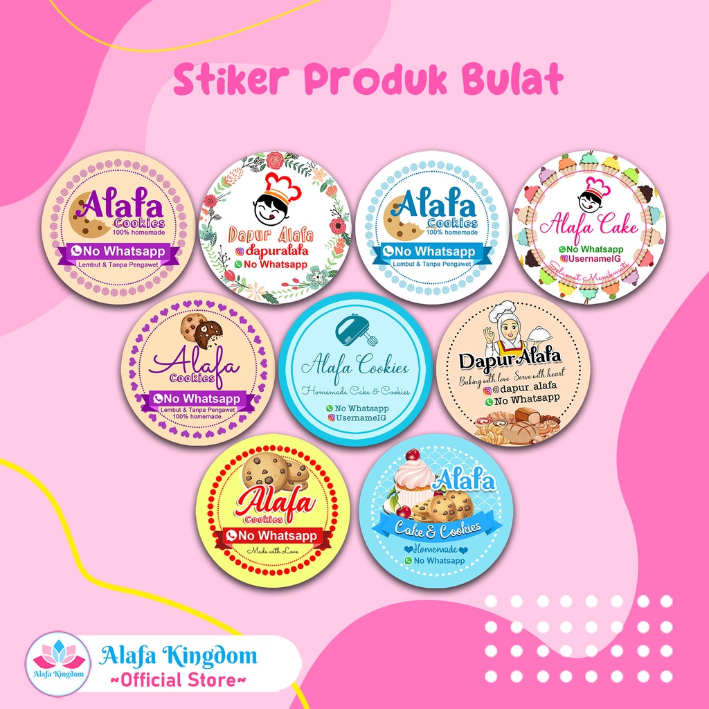 

Alafakingdom 001-009 Stiker Produk Kemasan Kue Kering | Stiker Branding | Stiker Bulat Kue | Stiker Kue Kering | Stiker Kuker Lebaran