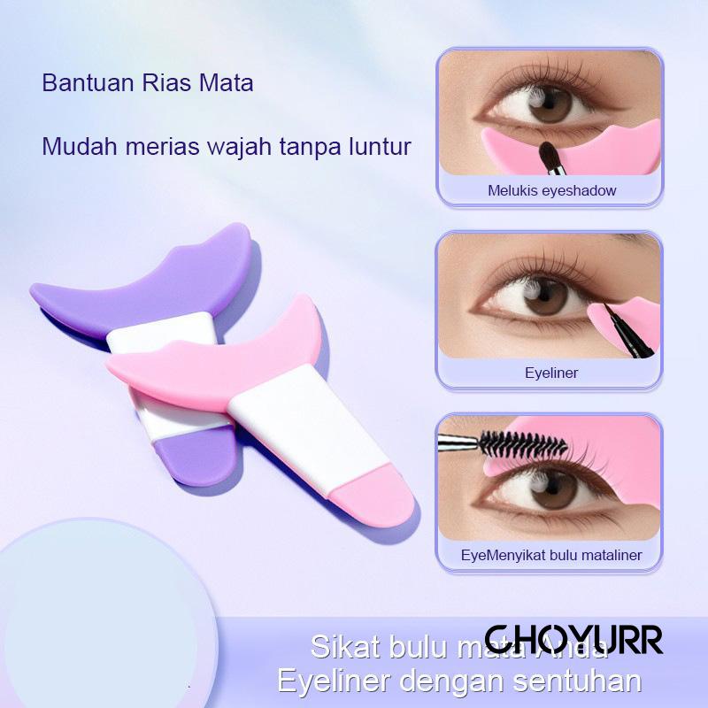 【COD】3 In 1 Alat Bantu Aplikator Maskara / Eyeliner / Eyeshadow Bahan Silikon Multi-fungsional Reusable Alat Kecantikan-CH