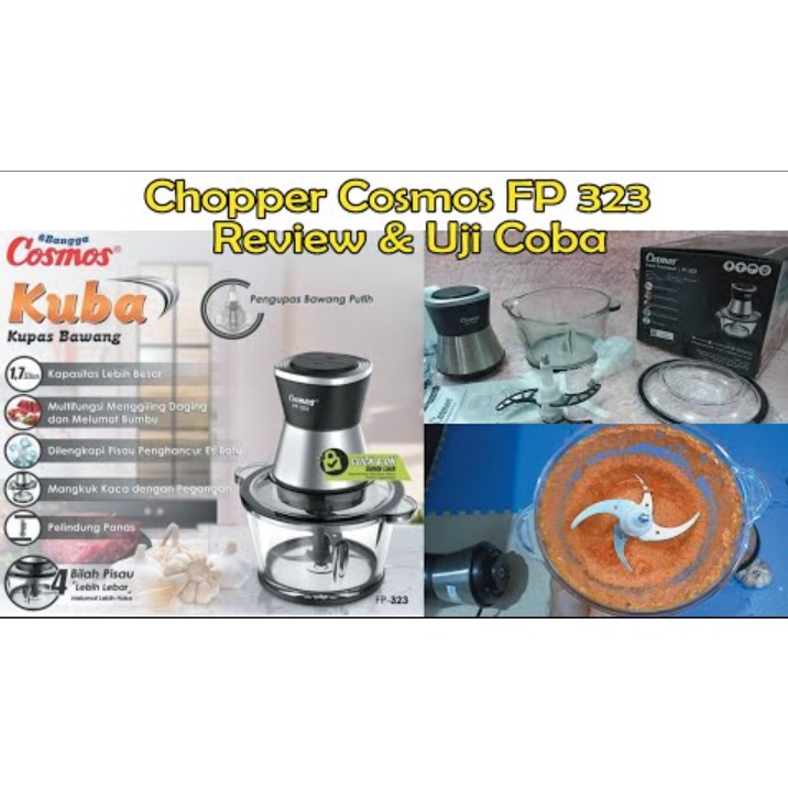 CHOPPER COSMOS FP323 / FP 323 + PENGUPAS BAWANG (KACA / 1,7 LITER)