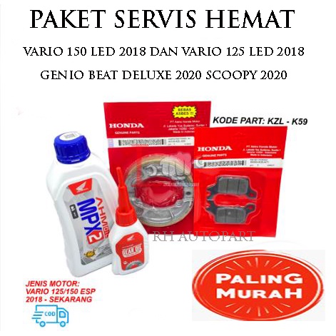 PAKET SERVIS VARIO 150 LED NEW BEAT DELUXE 2020 GENIO SCOOPY 2020 VARIO 125 LED NEW OLI MPX2 OLI SPX2 KAMPAS REM BELAKANG VARIO 150 KZL KAMPAS REM DEPAN BEAT DELUXE 2020 KAMPAS REM DEPAN K59 BELAKANG KZL KAMPAS REM BEAT VARIO SCOOPY GENIO