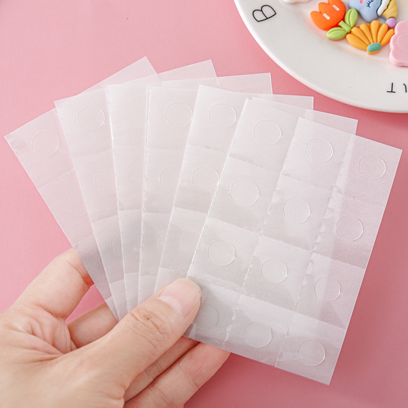 12pcs Stiker Tape Dua Sisi Untuk Dekorasi Balon Pesta DIY/Removable Round Clear Sticky No Trace Stiker Kecil