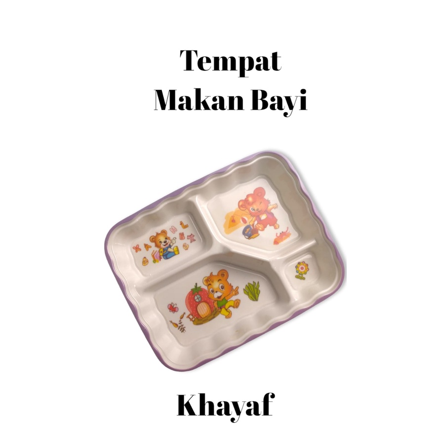 PIRING  MAKAN ANAK /BAYI SEKAT 4 MELAMIN  KARAKTER LUCU