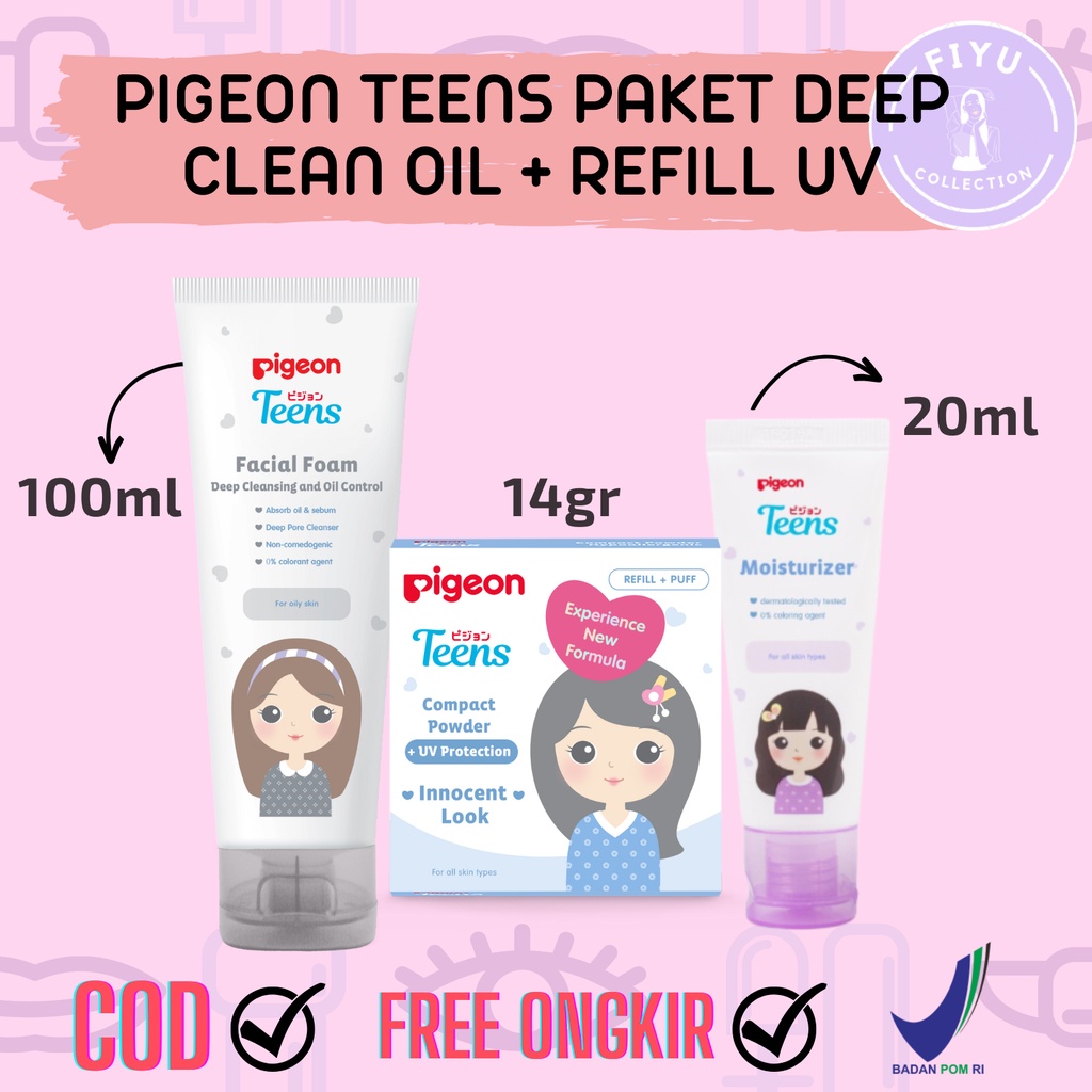 ❤ FIYU ❤ PIGEON Teens Deep Cleansing Paket Ekonomis 3 pcs ( DeepOil+Mois+Refill Uv )