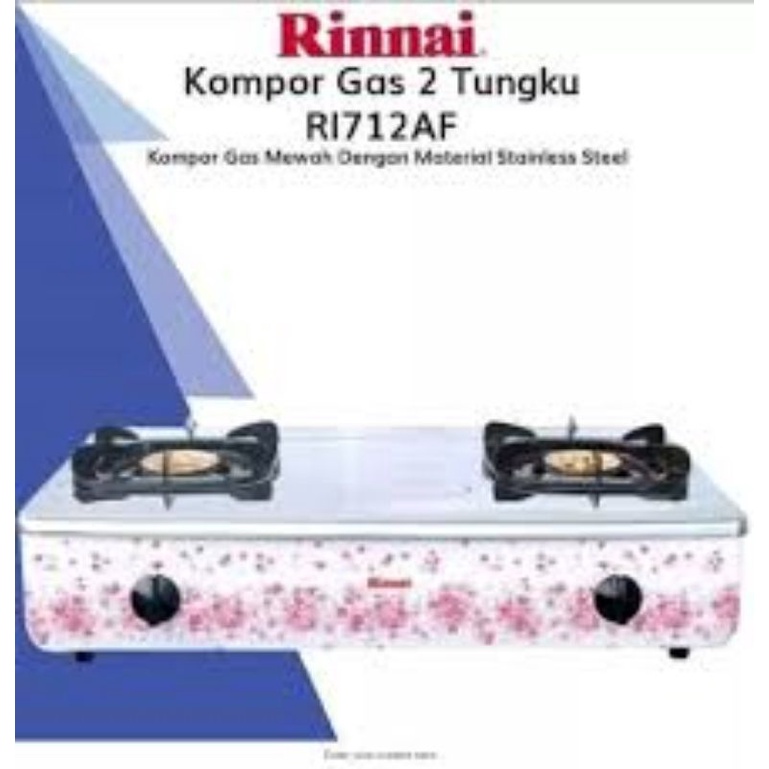 Kompor gas Rinnai RI 712 AF Motif bunga motip bunga jumbo cantik / kompor gas rinnai 712af / kompor rinnai dua tungku stainless motif bunga / kompor rinnai api besar / kompor rinnai api lilin