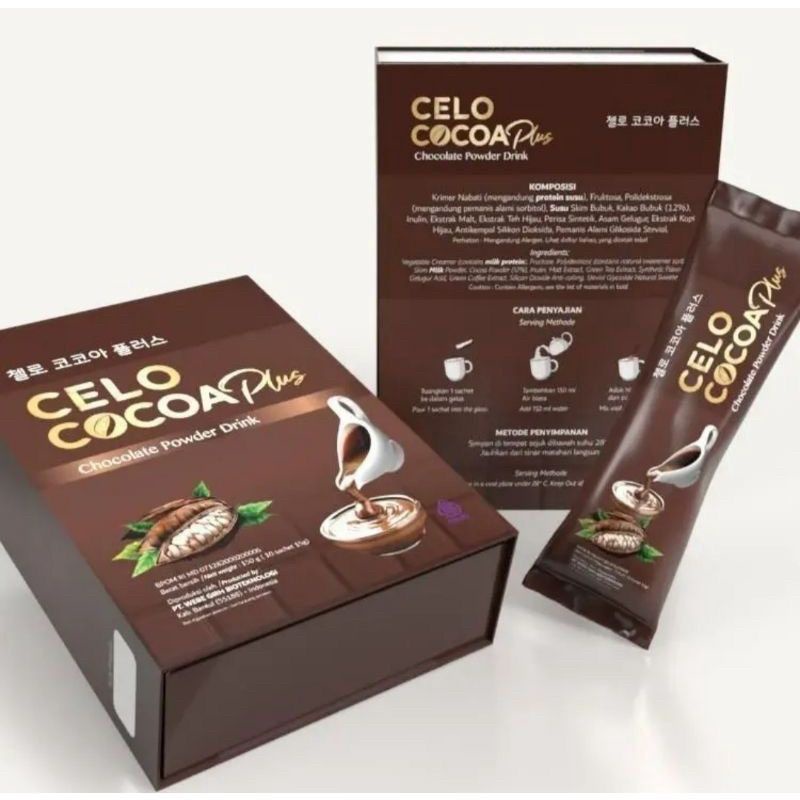 

Celo Cocoa Plus Slimming Collagen 1 ktk 10 Sachet Chocolate Powder Drink stock Celo.Beaute