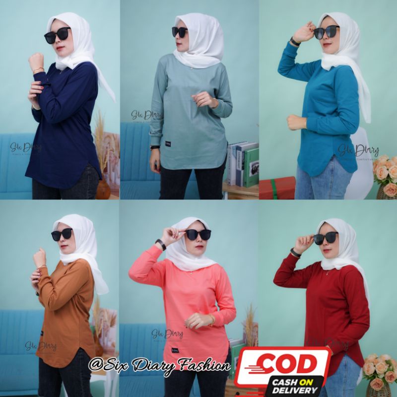 Atasan Wanita Bawahan Oval | Kaos Polos Lengan Panjang Wanita Original Six Diary | Bawahan Oval