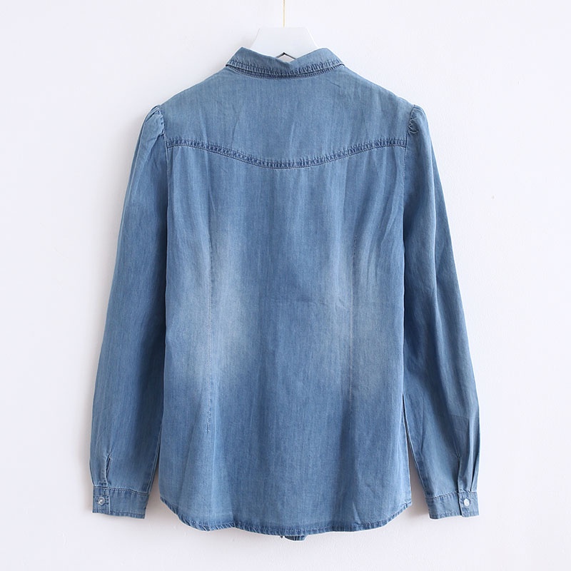 yikoo-Kemeja korea denim shirt atasan blouse wanita