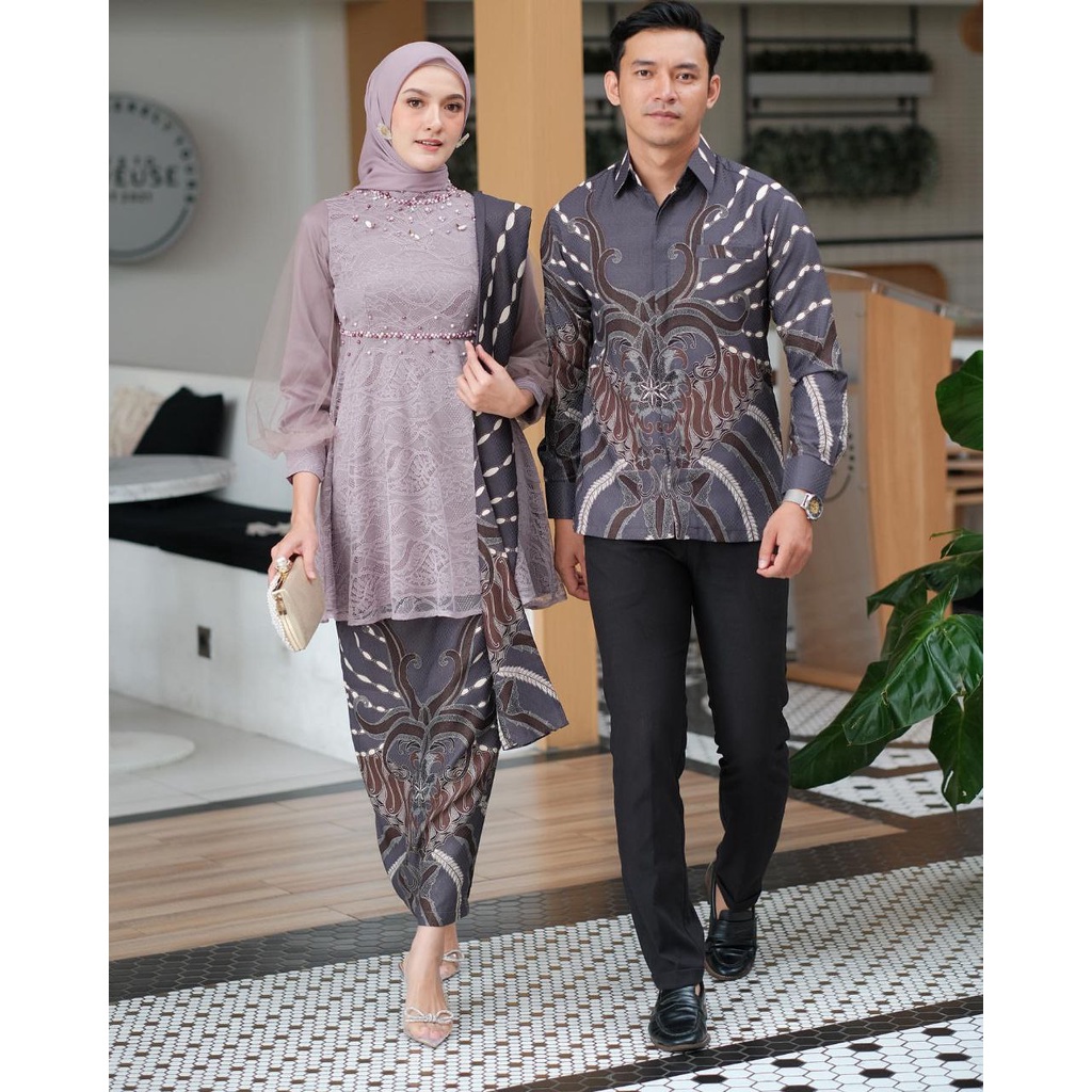COUPLE AMANDA|Couple Kebaya Modern Baju Wisuda Tunangan Lamaran Terbaru Baju Batik Brokat Couple keb