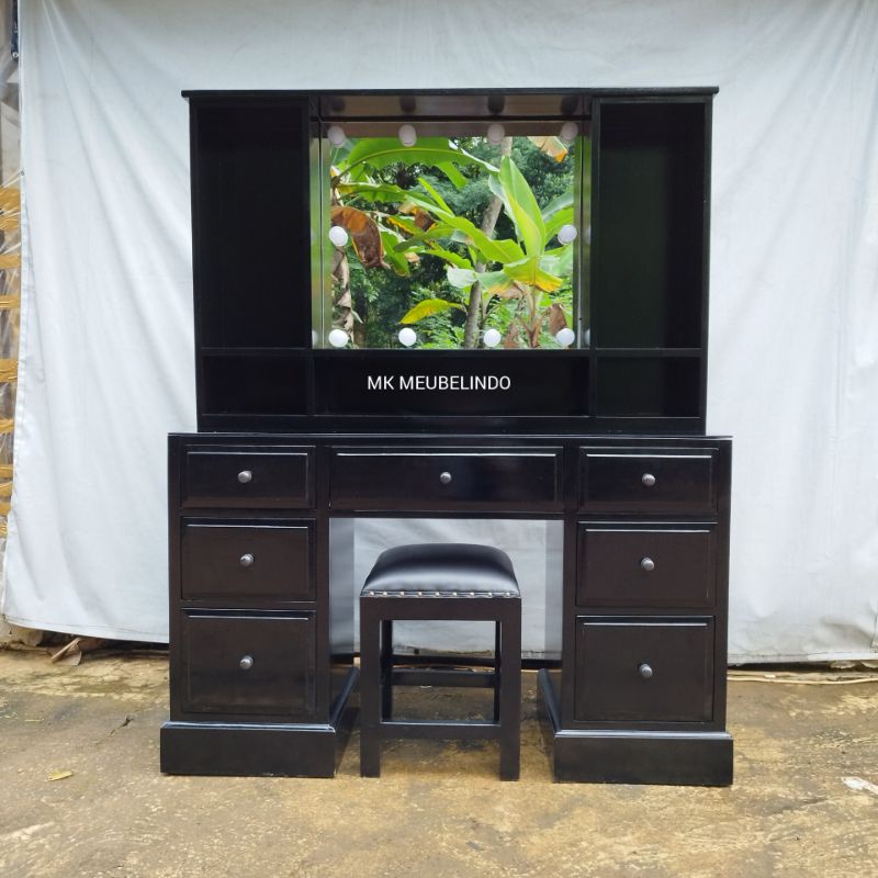 SET MEJA RIAS LAMPU MINIMALIS KAYU JATI