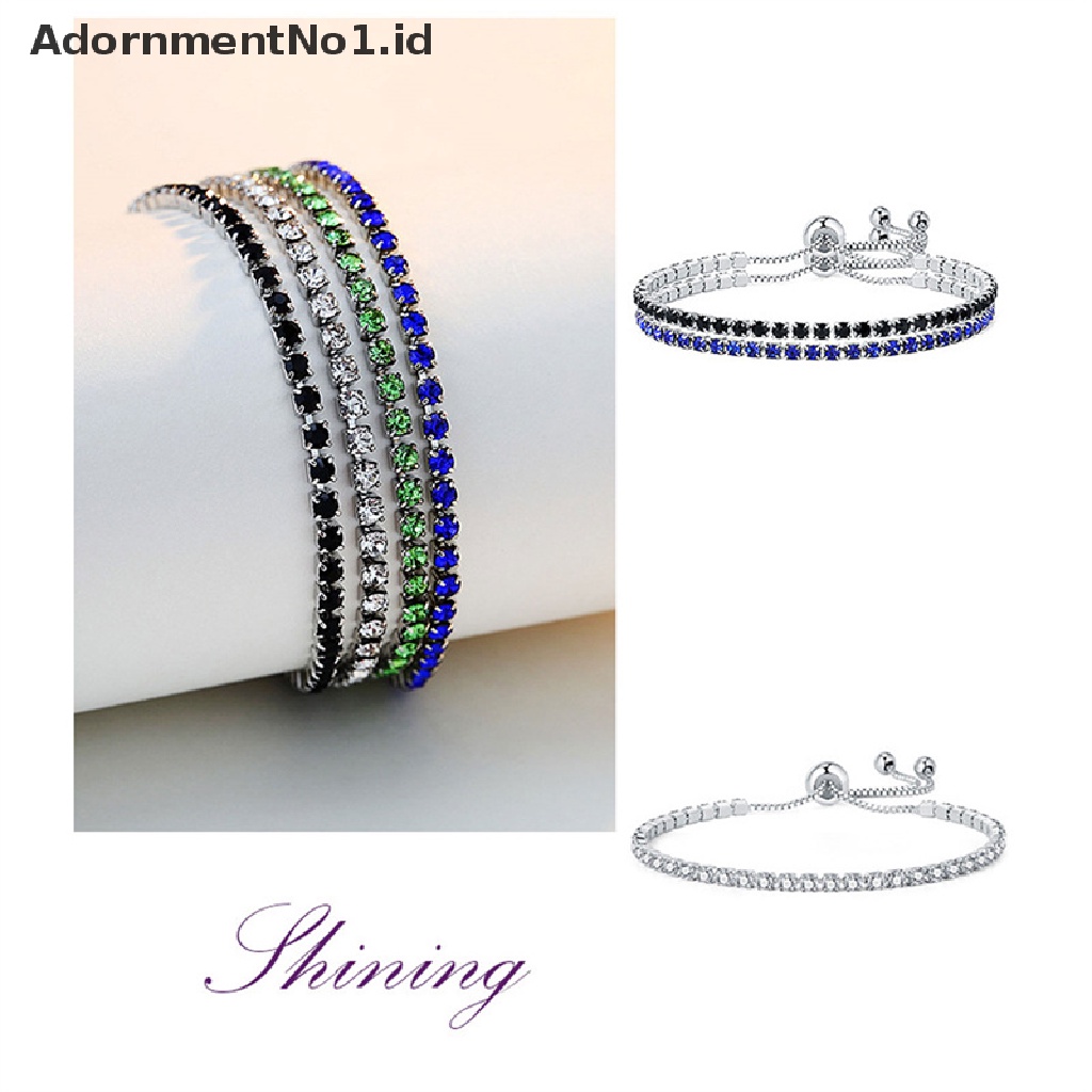 [AdornmentNo1] Gelang Tenis Kristal Bening Baru Untuk Wanita Gelang Cubic Hip Pop Accessorie [ID]