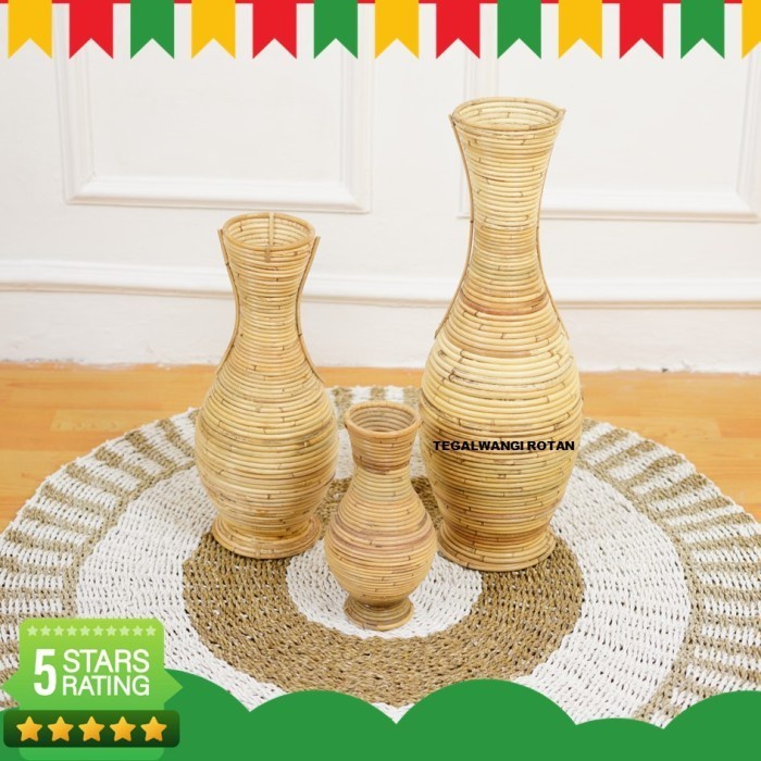 Guci Hiasan Rotan Alami Untuk Dekorasi Rumah