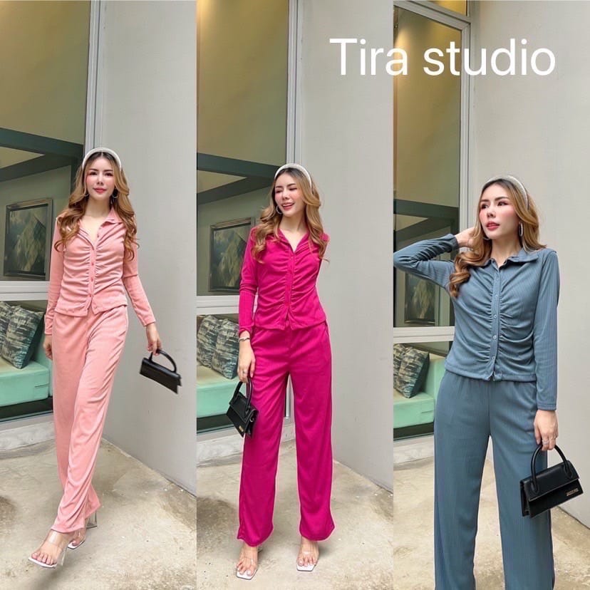 SETELAN PANJANG MOTIF KERUT BRAND TIRA STUDIO PREMIUM IMPORT BANGKOK CODE 33070