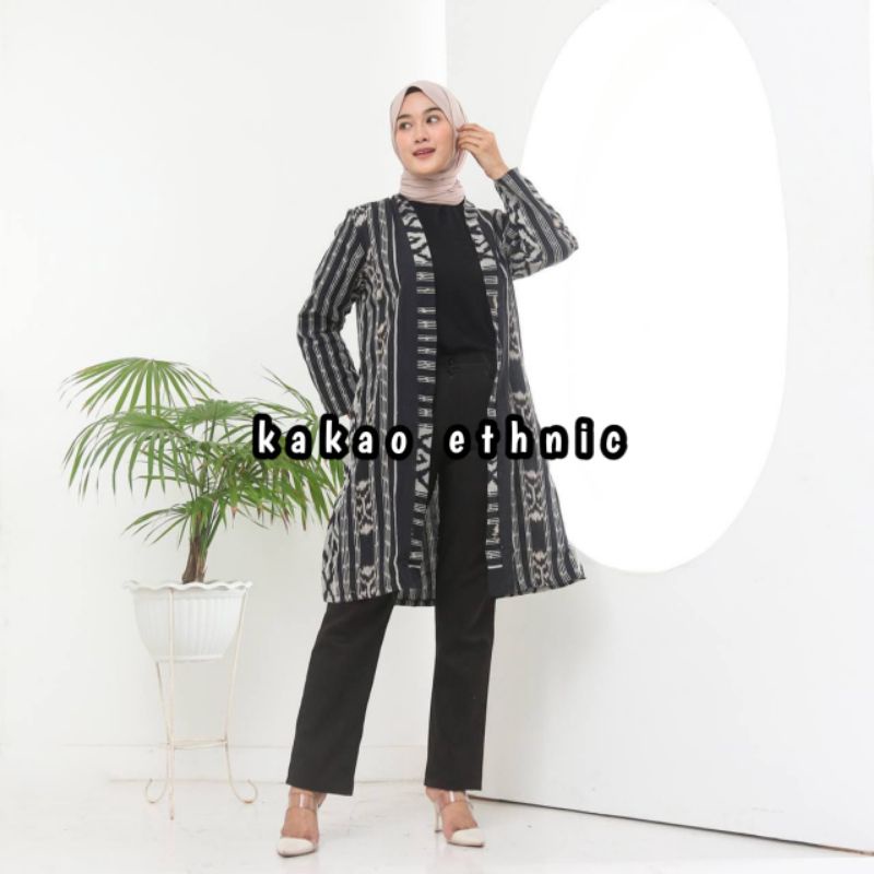 [Ready Stok] Cardigan Toraja series, Long Cardigan Eti, Cardigan tenun Troso, outer tenun ethnic, busana wanita tenun.