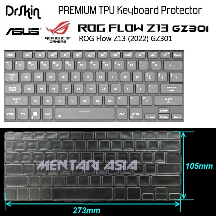 Keyboard Protector ASUS ROG FLOW Z13 GZ301 2022 2023 - DrSkin Premium TPU CLEAR