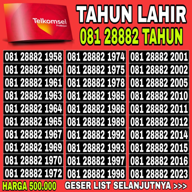 nomor cantik simpati 4g Telkomsel super 1111 8888