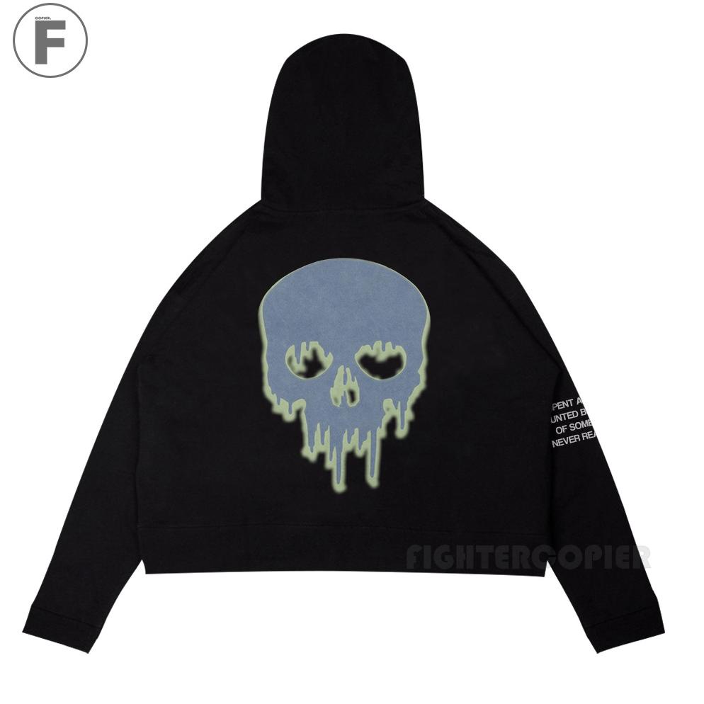 Hoodie Crop Oversize Black Ghosting Quality Sweater Crop hoodie oversized Hitam Pria Dan Wanita Prem