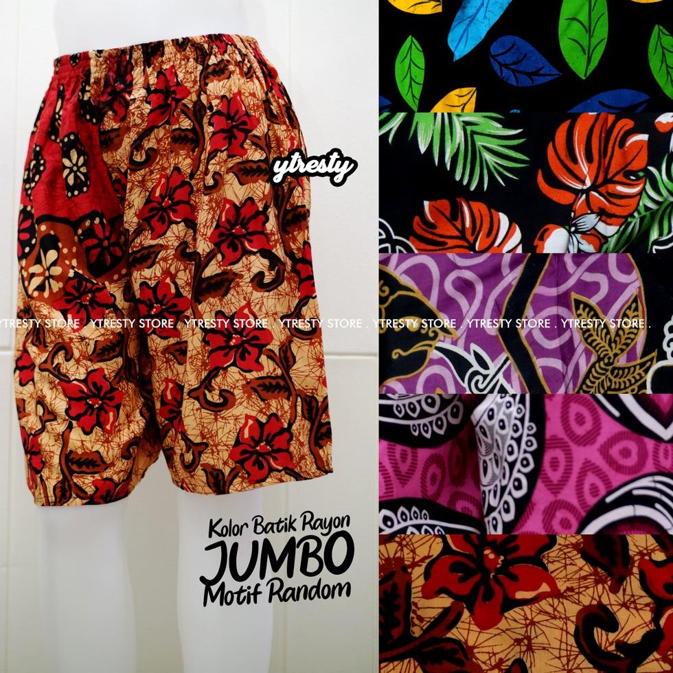 𝕺 Celana Pendek Wanita Batik Rayon JUMBO BIG SIZE Motif Random TREND 36O