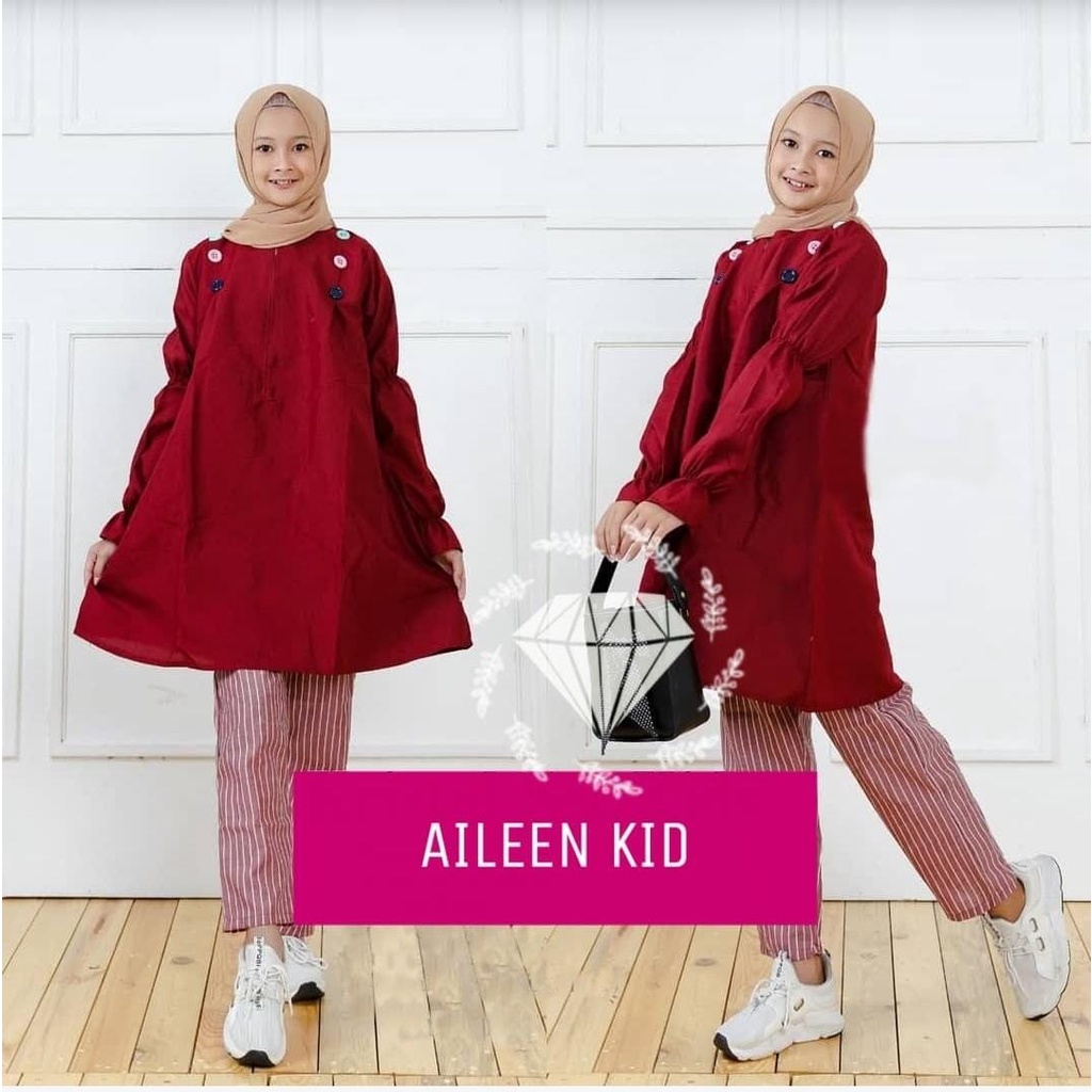 SETELAN AILEEN KID / SETELAN ANAK PEREMPUAN / SET TUNIK ANAK 9-12 THN / SET TUNIK CELANA ANAK NO JIL