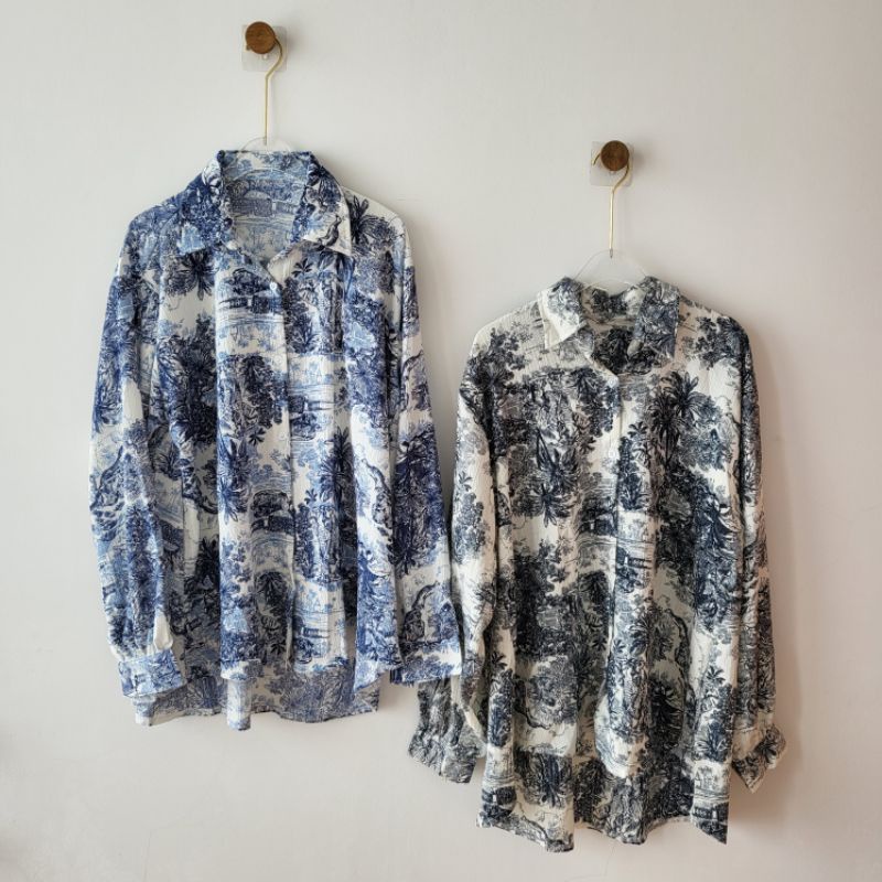 DIOR kemeja / DIOR Tunik / Kemeja motif oversized premium